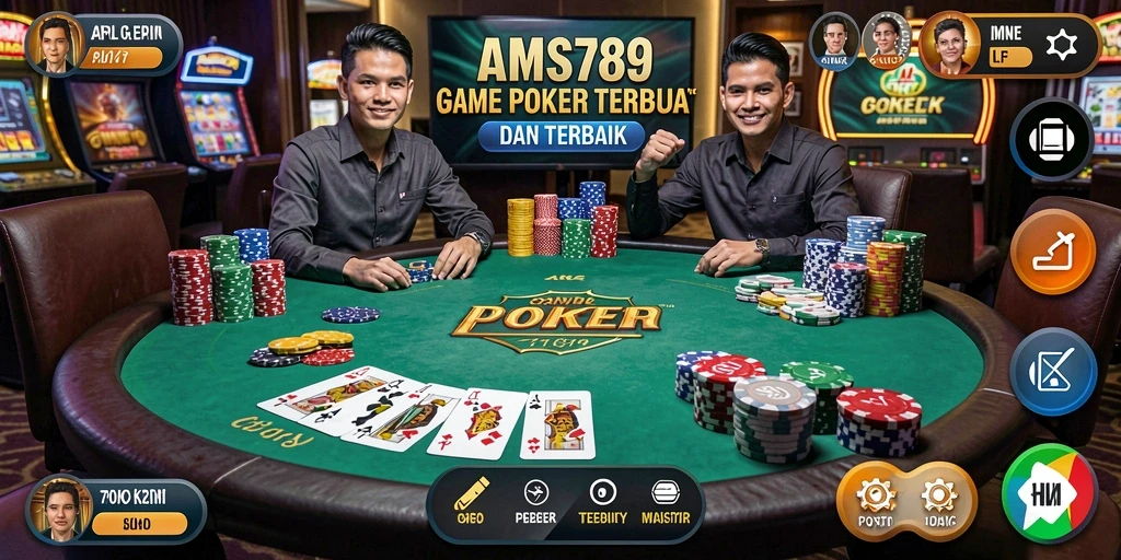 Tampilan permainan Poker yang menegangkan dan menarik di AMS789.
