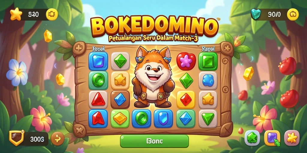 Gameplay BOKEDOMINO yang seru dan menantang dalam Match-3.