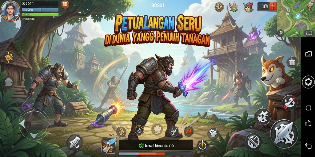 Screenshot gameplay BOS01 menampilkan petualangan seru di dunia yang luas.
