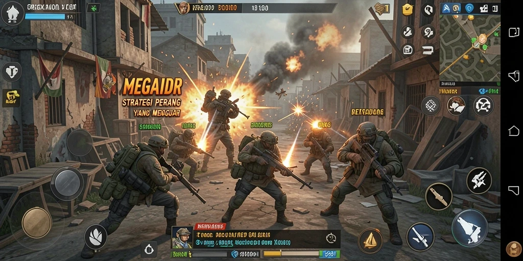 Tampilan menarik dari gameplay <strong>MEGAIDR</strong> dengan pertempuran strategi yang mendebarkan.