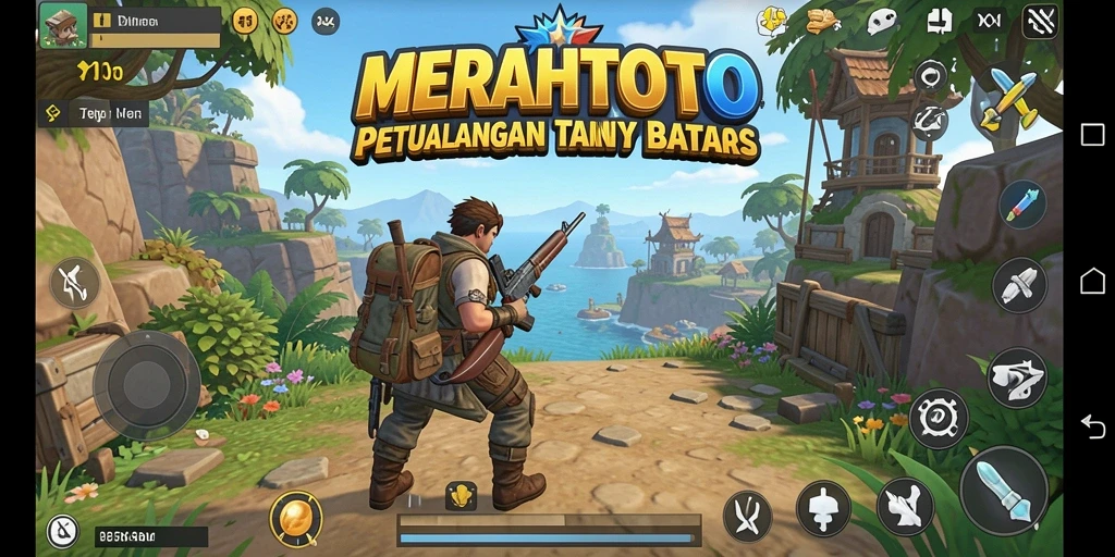 Tampilan screenshot MERAHTOTO yang menunjukkan dunia terbuka yang luas.