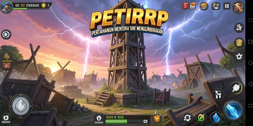 Gameplay seru dalam PETIRRP dengan pertahanan menara yang strategis.
