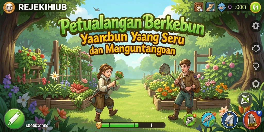 Tangkapan layar gameplay REJEKIHUB menampilkan suasana pertanian yang cerah dan dinamis.