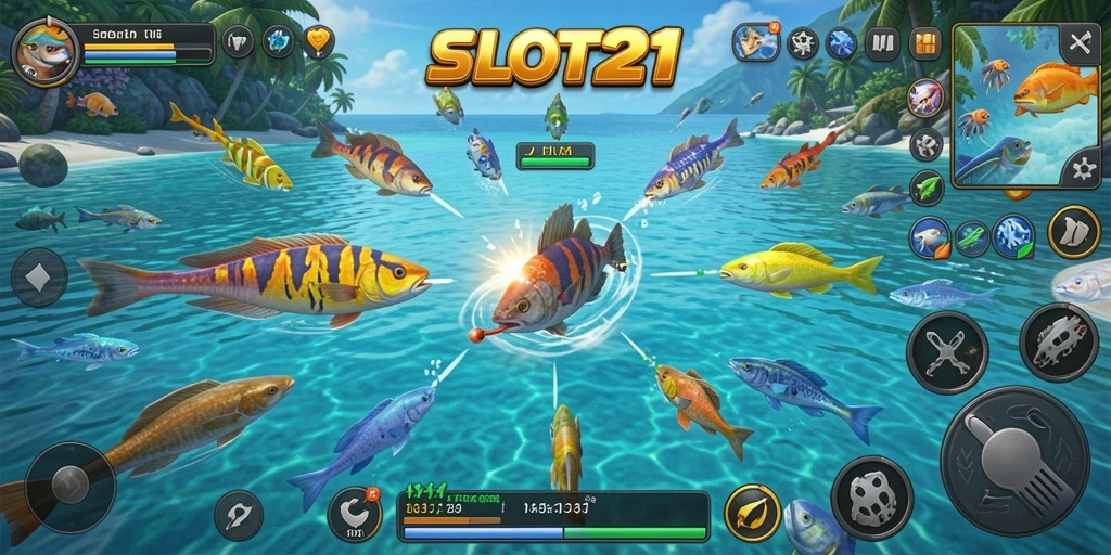 Tampilan antarmuka dan gameplay SLOT21 yang seru dan penuh warna.