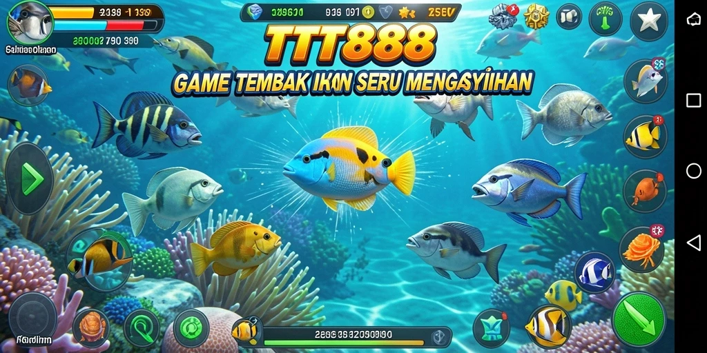 Screenshot utama TTT888 menampilkan aksi seru berburu ikan.